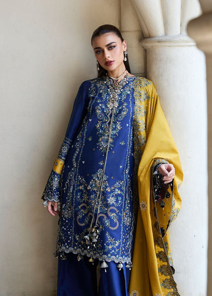 Hussain Rehar | Luxury Lawn 25 | Riviera M Cobalt Blue Lawn
