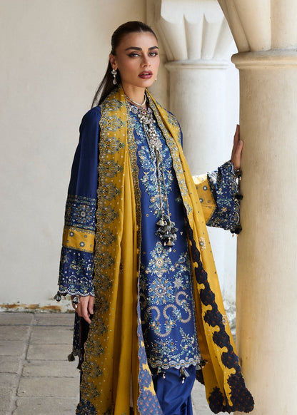 Hussain Rehar | Luxury Lawn 25 | Riviera L Cobalt Blue Lawn