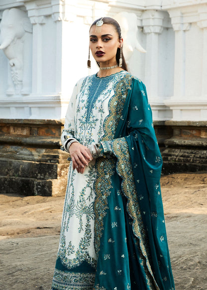 Hussain Rehar | Luxury Lawn 25 | Veil L Ivory Lawn