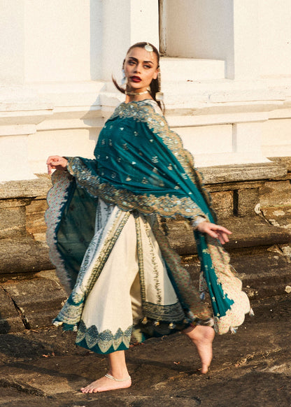 Hussain Rehar | Luxury Lawn 25 | Veil XL Ivory Lawn