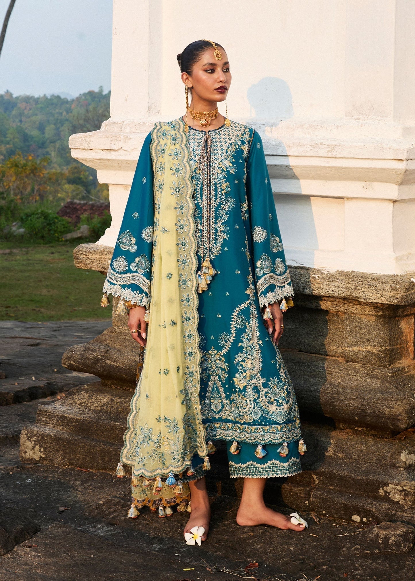 Hussain Rehar | Luxury Lawn 25 | Eupic XL Teal Blue Lawn