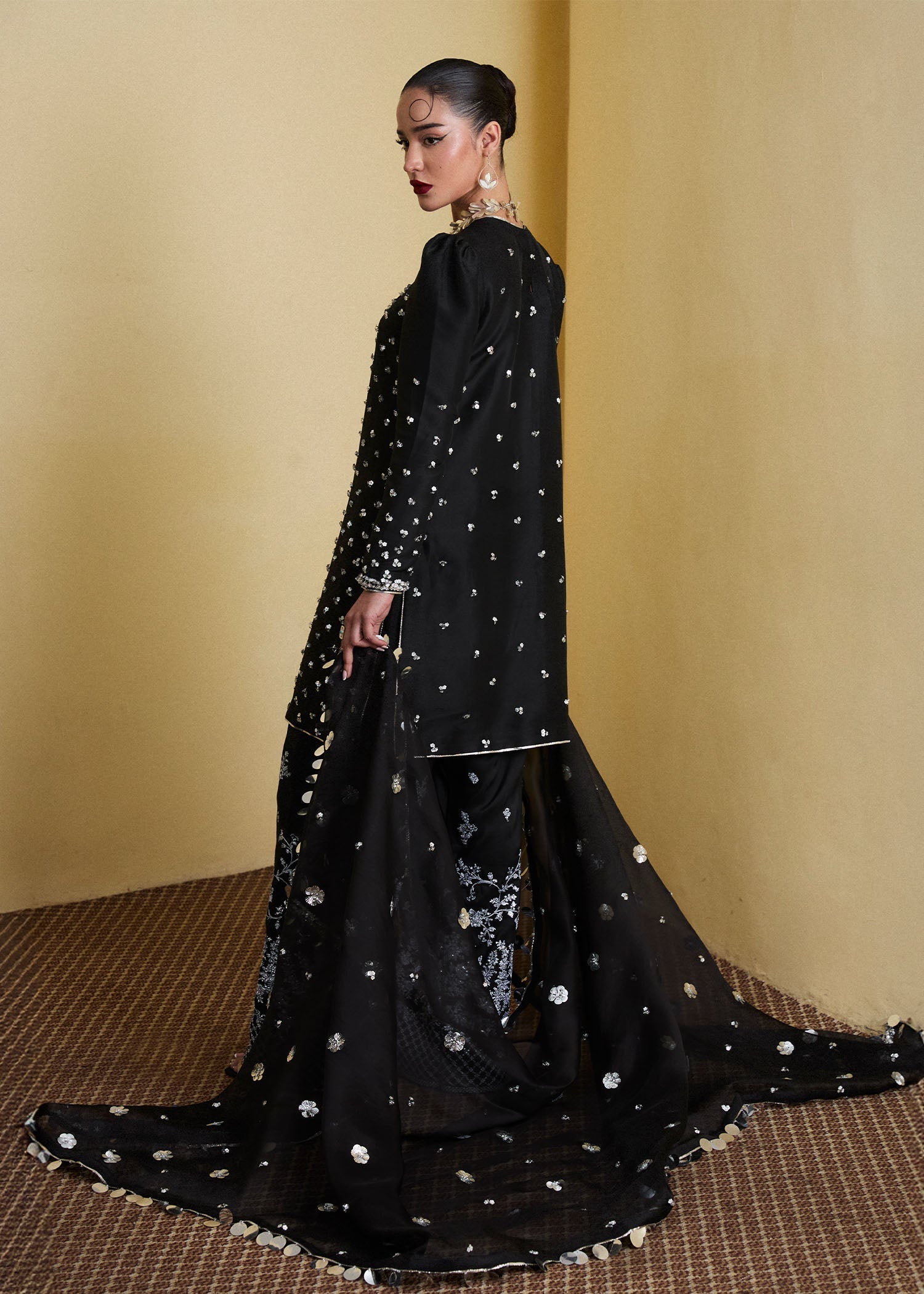Hussain Rehar | SS Luxury Pret 25 | Kiara S Black Pure Raw Silk