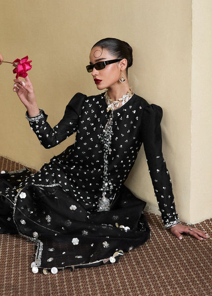 Hussain Rehar | SS Luxury Pret 25 | Kiara M Black Pure Raw Silk