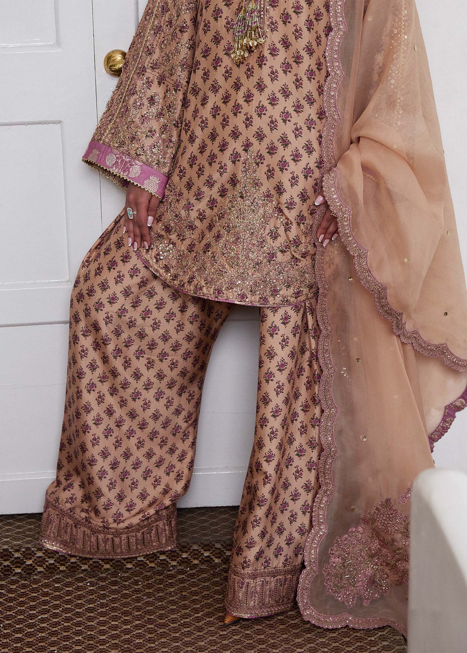 Hussain Rehar | SS Luxury Pret 25 | Fran L Beige Pure Raw Silk