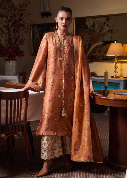 Hussain Rehar | SS Luxury Pret 25 | Dijan XS Rust Brown Pure Raw Silk
