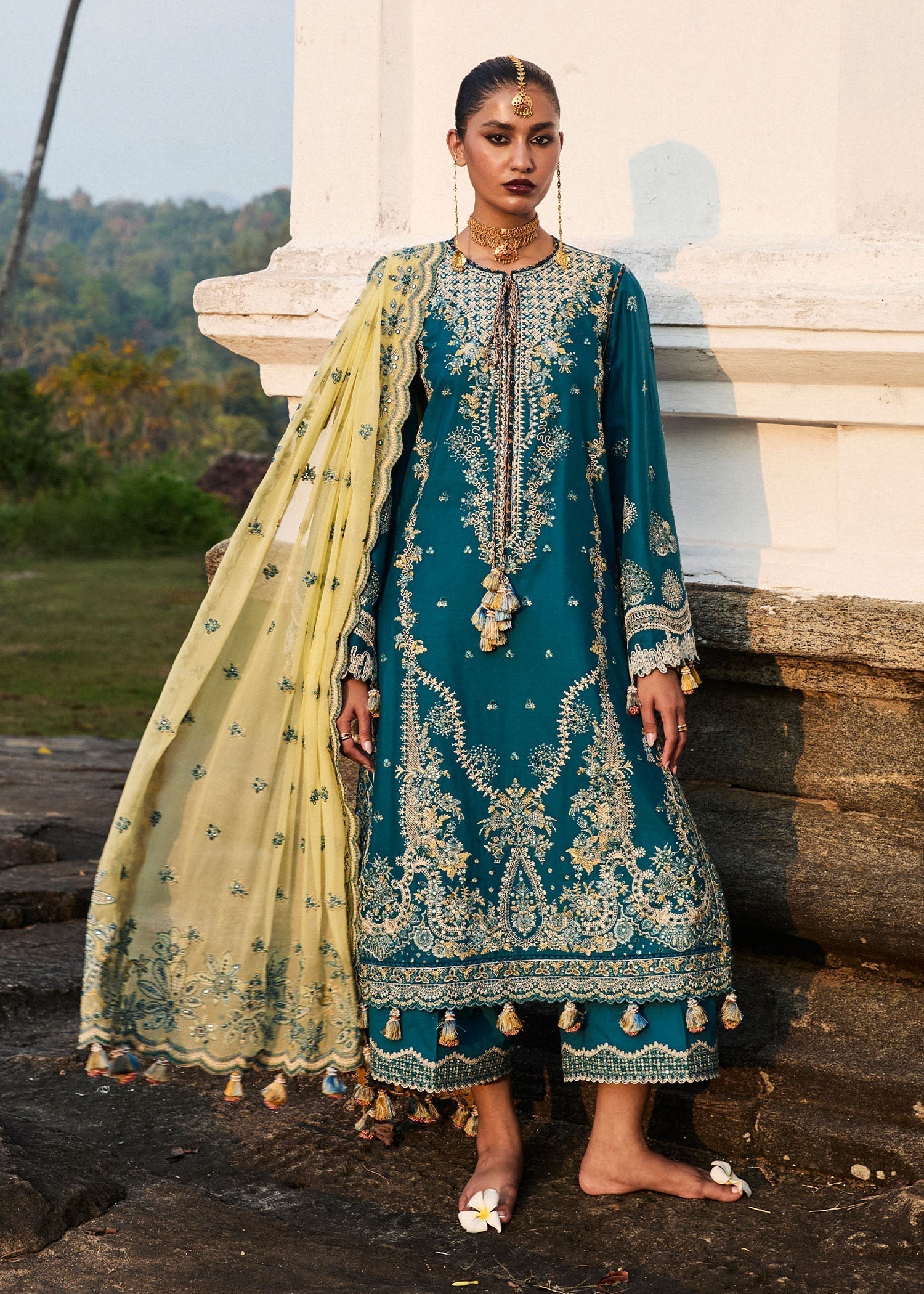 Hussain Rehar | Luxury Lawn 25 | Eupic XS Teal Blue Lawn