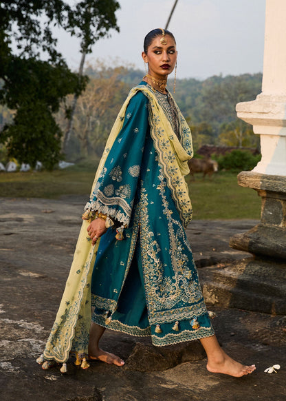 Hussain Rehar | Luxury Lawn 25 | Eupic S Teal Blue Lawn
