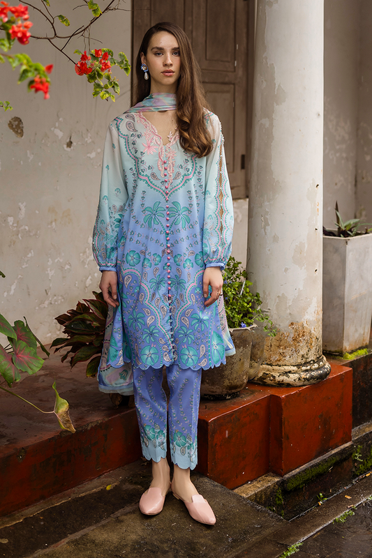 Mushq | La Dolce Hemline Prints 25 | Ameta XS Blue Lawn