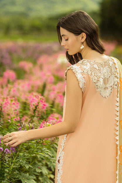 Mushq | Secret Garden Hemline 25 | Moonlit Petals Custom Size Pale Peach Lawn