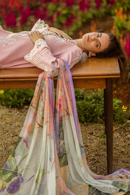 Mushq | Secret Garden Hemline 25 | Butterfly Kisses Custom Size Pink Lawn