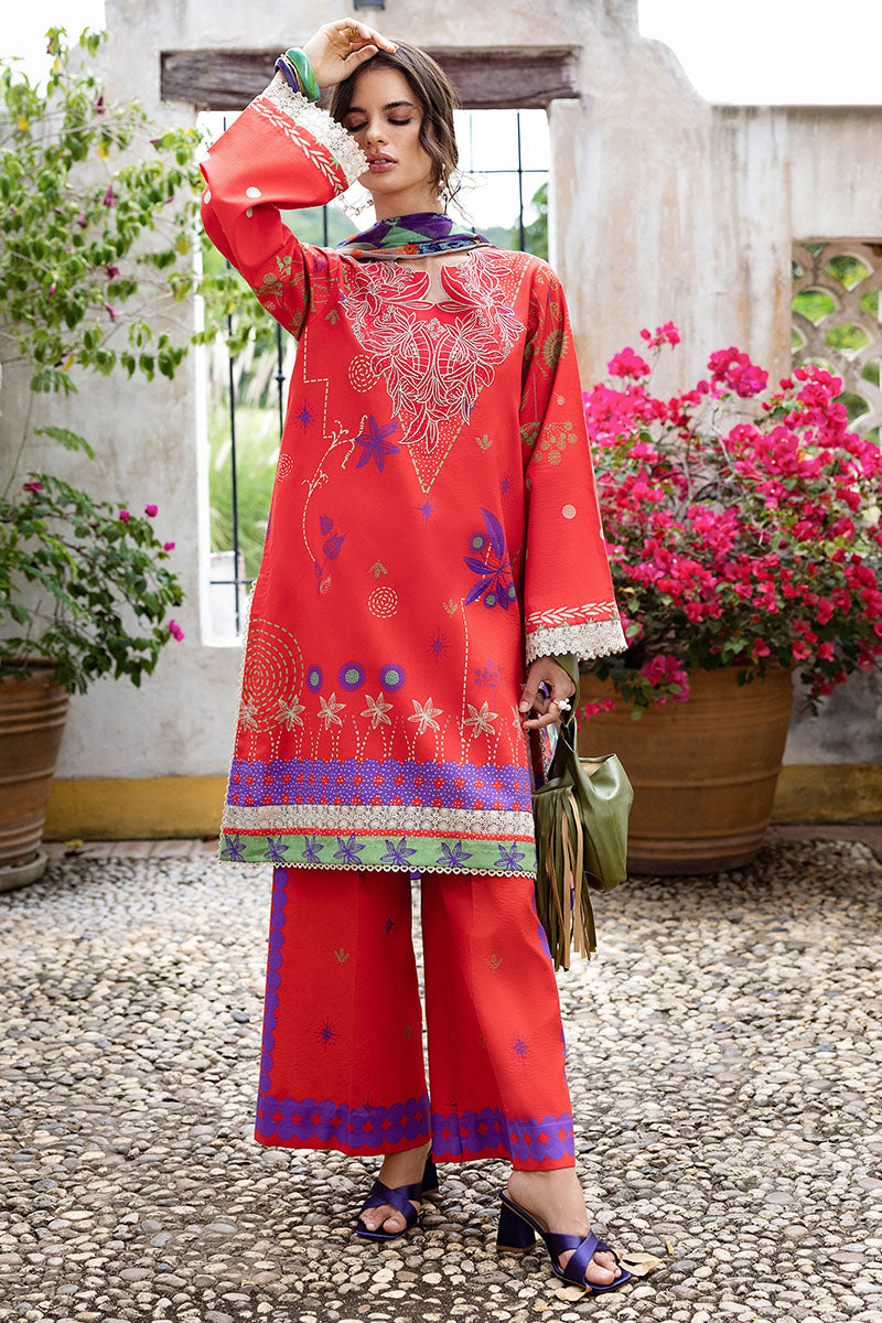 Mushq | Mirasol Printed Cambric | Carmin Rosa - Pakistani Designer Dress - by Mushq - Type : Ladies Clothes - 100% Original at Saira Sultan