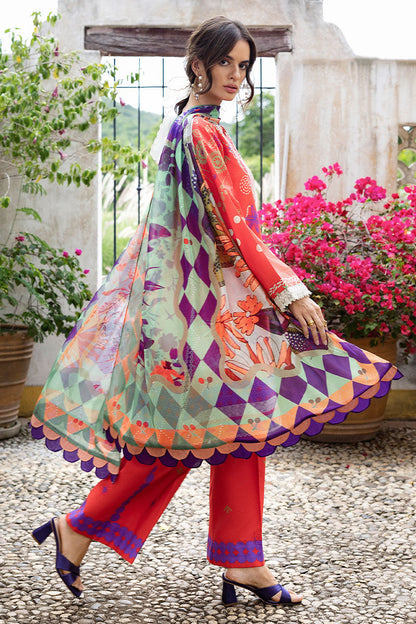 Mushq | Mirasol Printed Cambric | Carmin Rosa - Pakistani Designer Dress - by Mushq - Type : Ladies Clothes - 100% Original at Saira Sultan