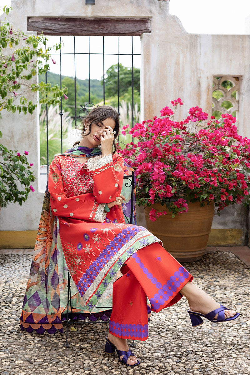 Mushq | Mirasol Printed Cambric | Carmin Rosa - Pakistani Designer Dress - by Mushq - Type : Ladies Clothes - 100% Original at Saira Sultan