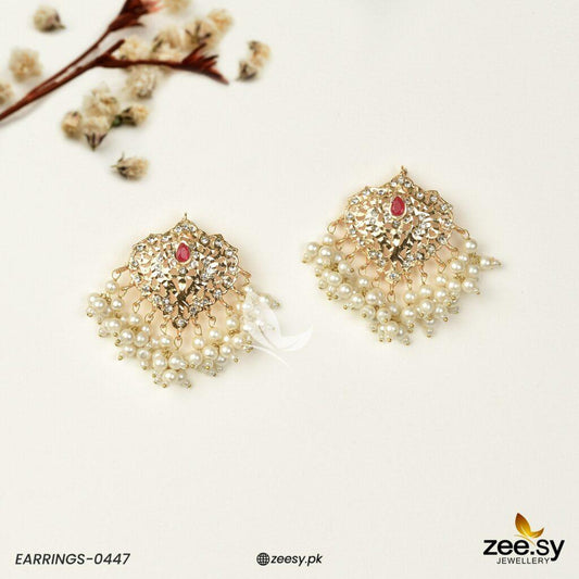 Hyderabadi Earrings-0447 Red
