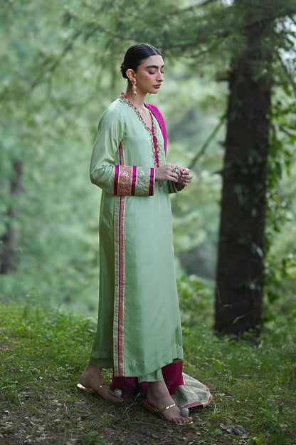 Hue Pret | Farasha Luxury Pret | Mishfa S Pure Silk Apple Green