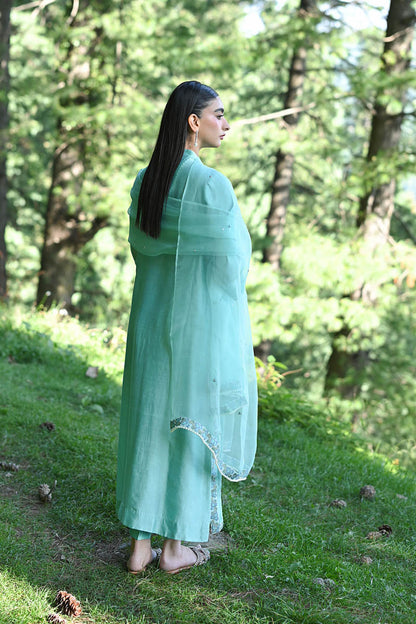 Hue Pret | Farasha Luxury Pret | Noya S Pure Organza Light Ferozi