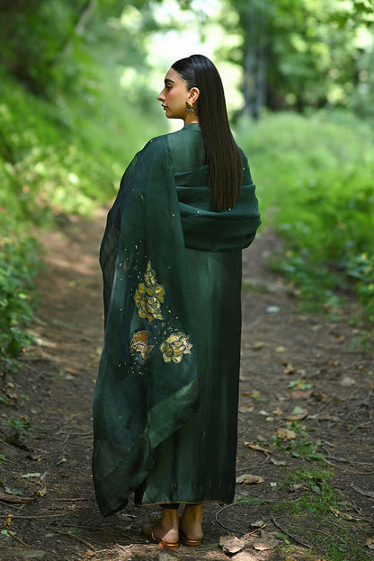 Hue Pret | Farasha Luxury Pret | Nadine S Dark Green Pure Sheesha Silk