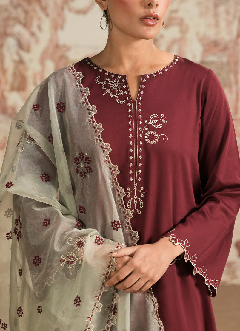 Image | Spring the Tea | ICSTE-213885-12439 M Maroon Cotton Satin