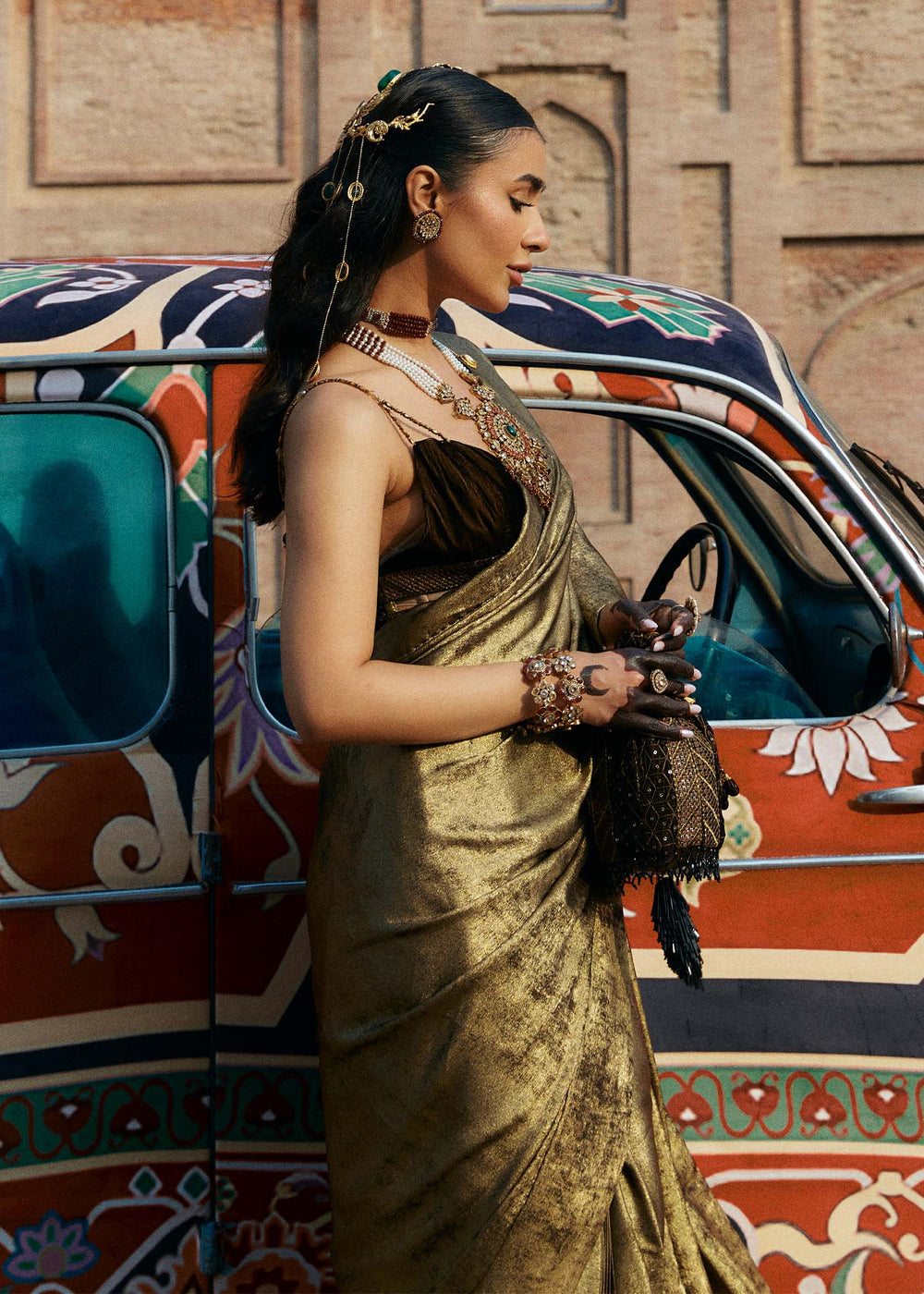 Laj | Hath Kahani Luxury Formals 24 | RIDHI M Gold Velvet