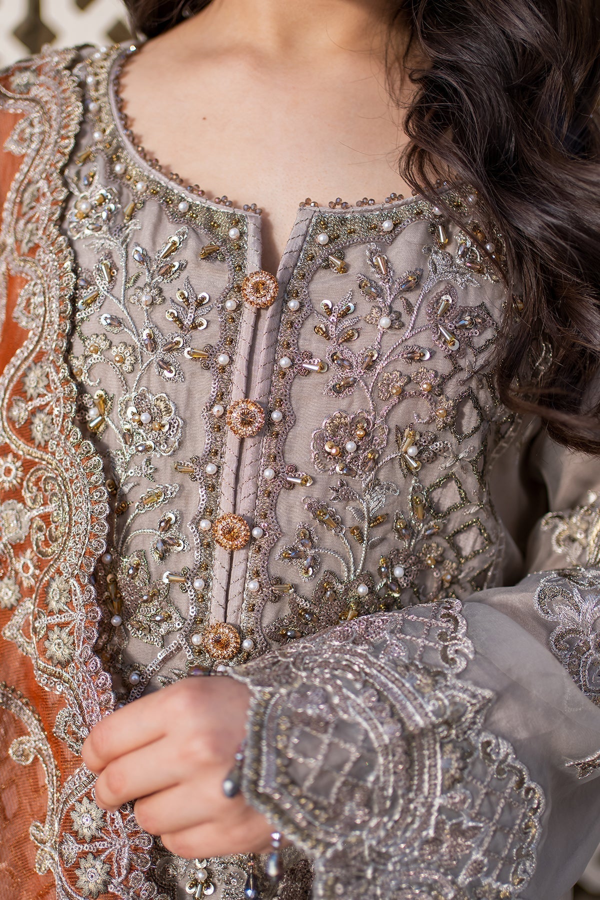Imrozia Premium | Meeras Luxury Eid 25 | I-227 MISR M Mouse Gray Organza