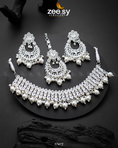 Elisa Silver Necklace White