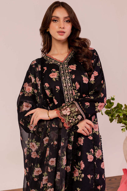 Farasha | Printed Essentials | Black Scarlet M Black Lawn