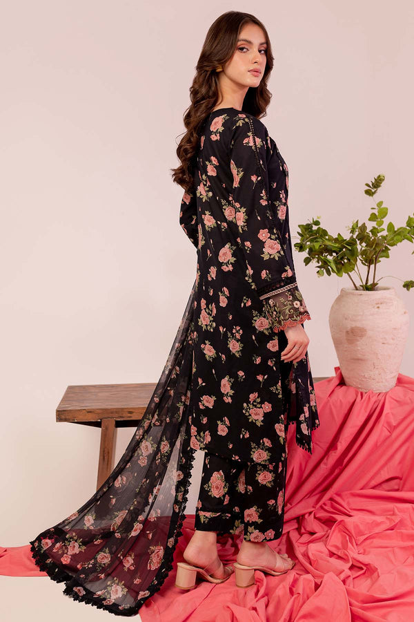 Farasha | Printed Essentials | Black Scarlet S Black Lawn