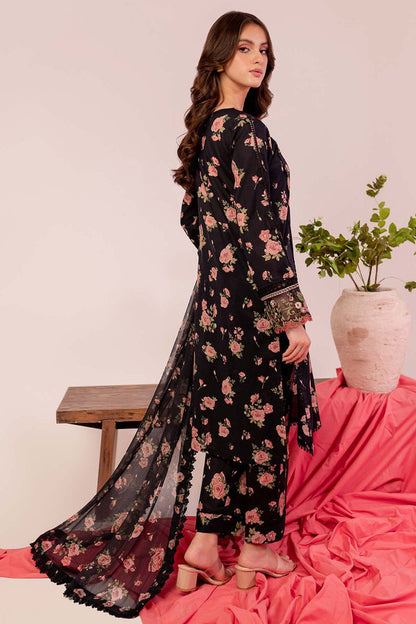 Farasha | Printed Essentials | Black Scarlet S Black Lawn