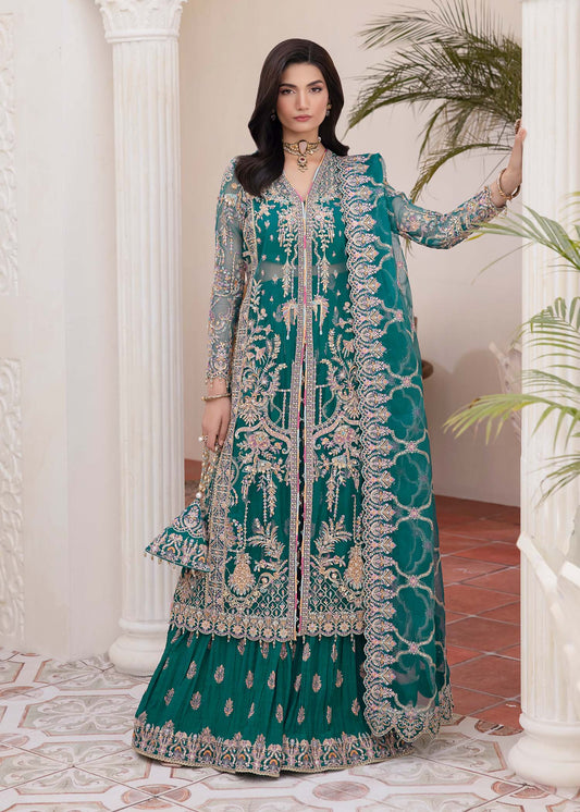Kanwal Malik | Mirha Eid Luxury Pret 25 | Maya XS Teal Synthetic Organza