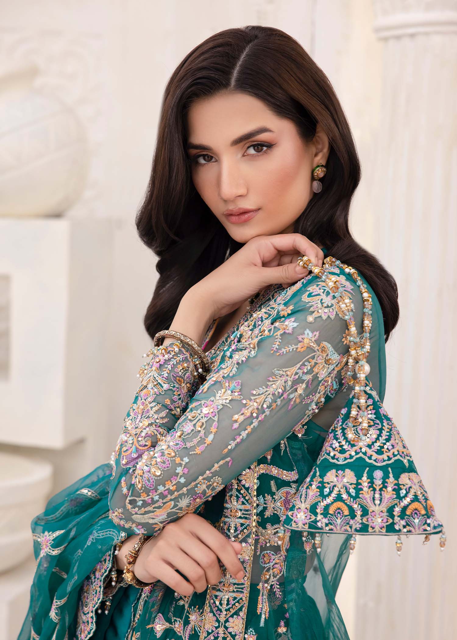Kanwal Malik | Mirha Eid Luxury Pret 25 | Maya L Teal Synthetic Organza