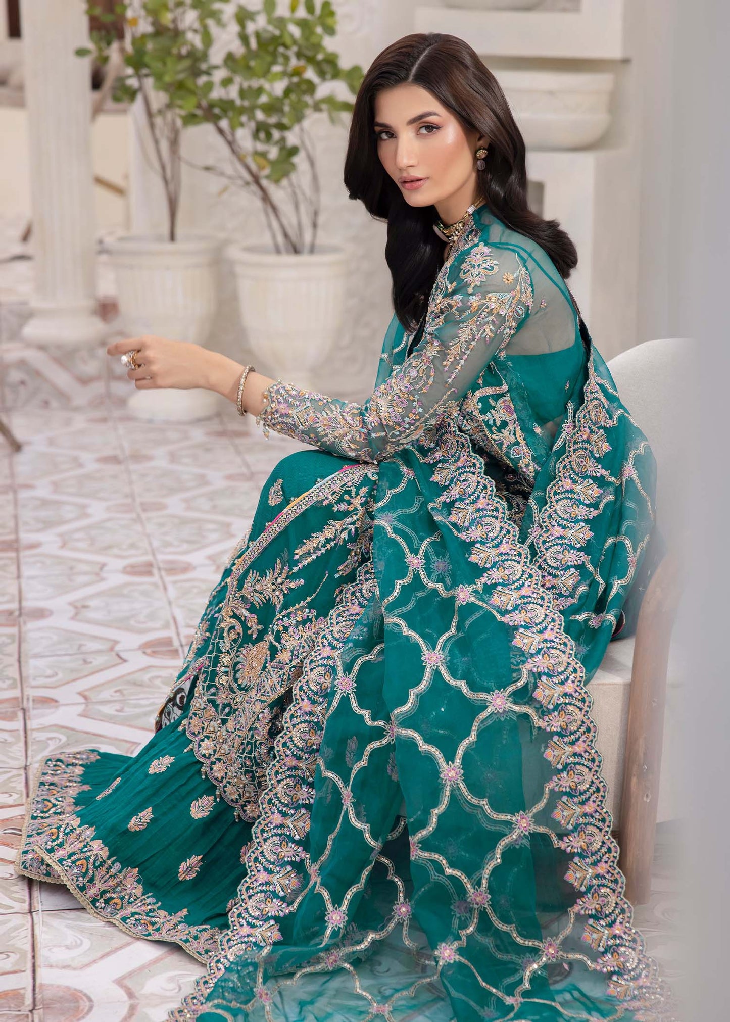 Kanwal Malik | Mirha Eid Luxury Pret 25 | Maya M Teal Synthetic Organza