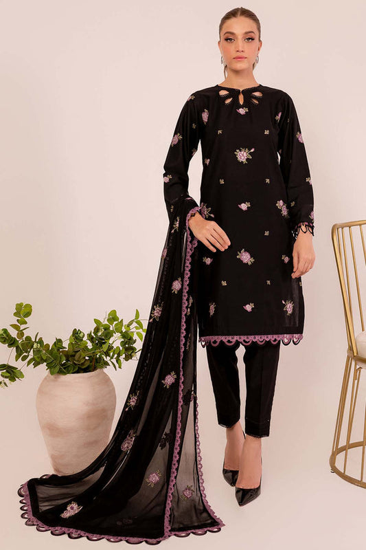 Farasha | Summer Weaves Embroidered Lawn | MYSTIQUE XS Black Lawn
