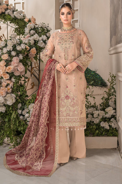 Imrozia Premium | Dilkash Formals | IP-111 Taneesha S Pinkish Gray Khadi Net