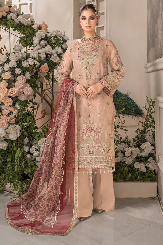 Imrozia Premium | Dilkash Formals | IP-111 Taneesha S Pinkish Gray Khadi Net