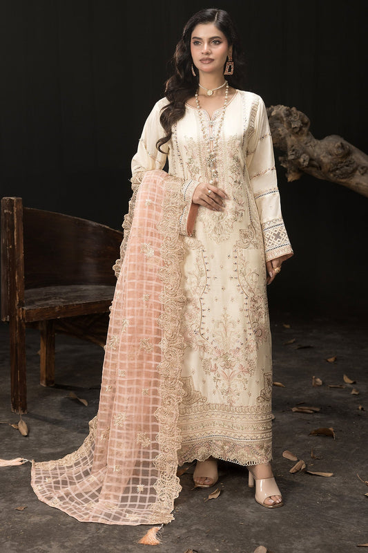 Imrozia Premium | Gulzar e Dil | I.P-96 Kainaat XS Ivory Viscose