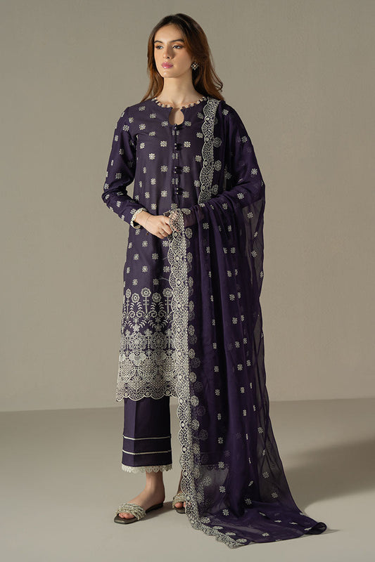 Cross Stitch | Chikankari Lawn 25 | INDIGO ROYAL XS Dark Purple Lawn