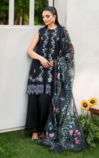 Asifa and Nabeel | Eden Cambric 25 | Ink Blossom ECU25-02 - Pakistani Designer Dress - by Asifa and Nabeel - Type : Ladies Clothes - 100% Original at Saira Sultan