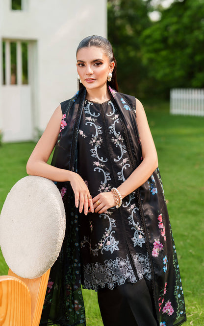 Asifa and Nabeel | Eden Cambric 25 | Ink Blossom ECU25-02 - Pakistani Designer Dress - by Asifa and Nabeel - Type : Ladies Clothes - 100% Original at Saira Sultan