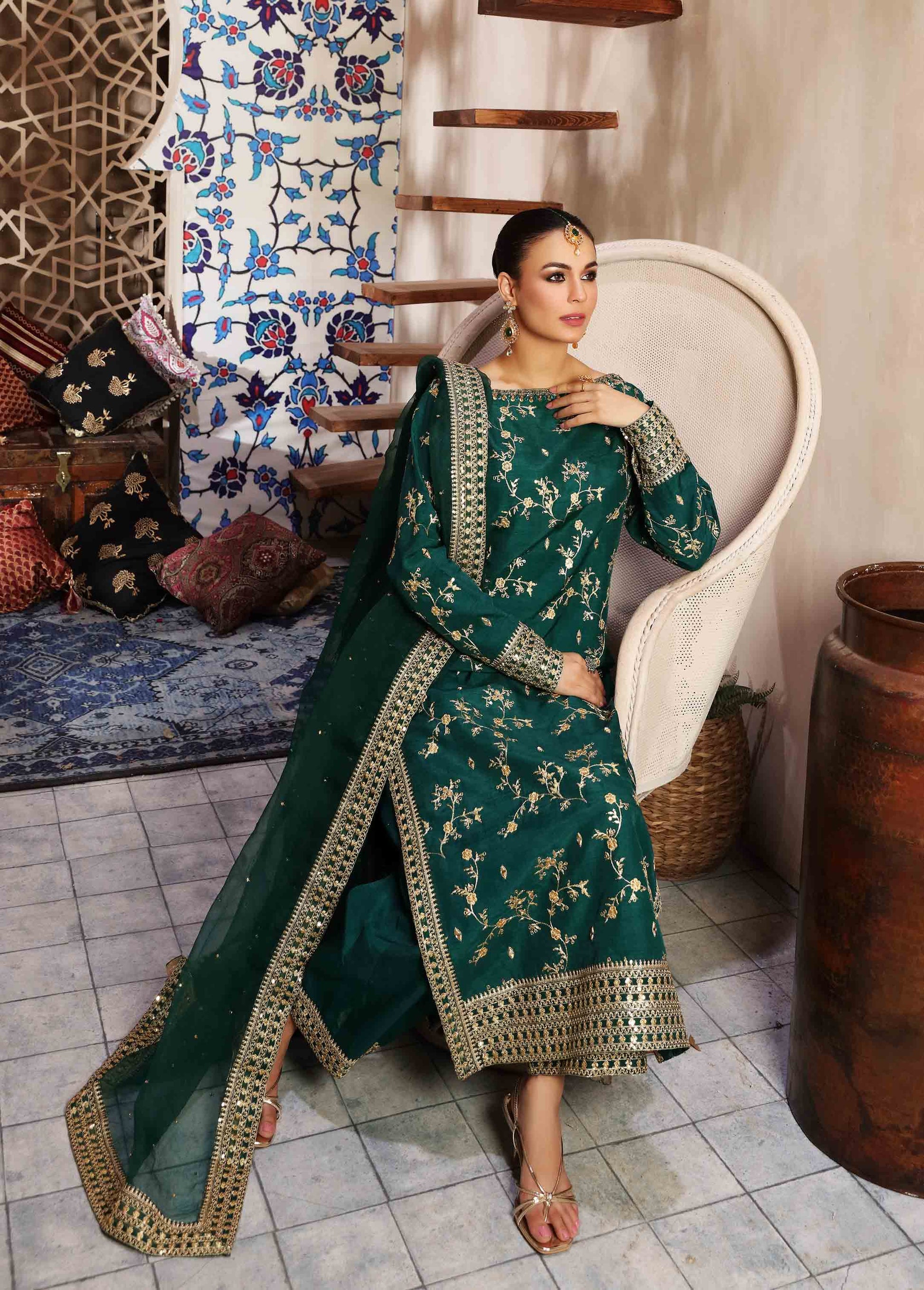 Waqas Shah | Ishq Naama | GREEN ROSE - Pakistani Designer Dress - by Waqas Shah | Type: Formal - 100% Original at Saira Sultan