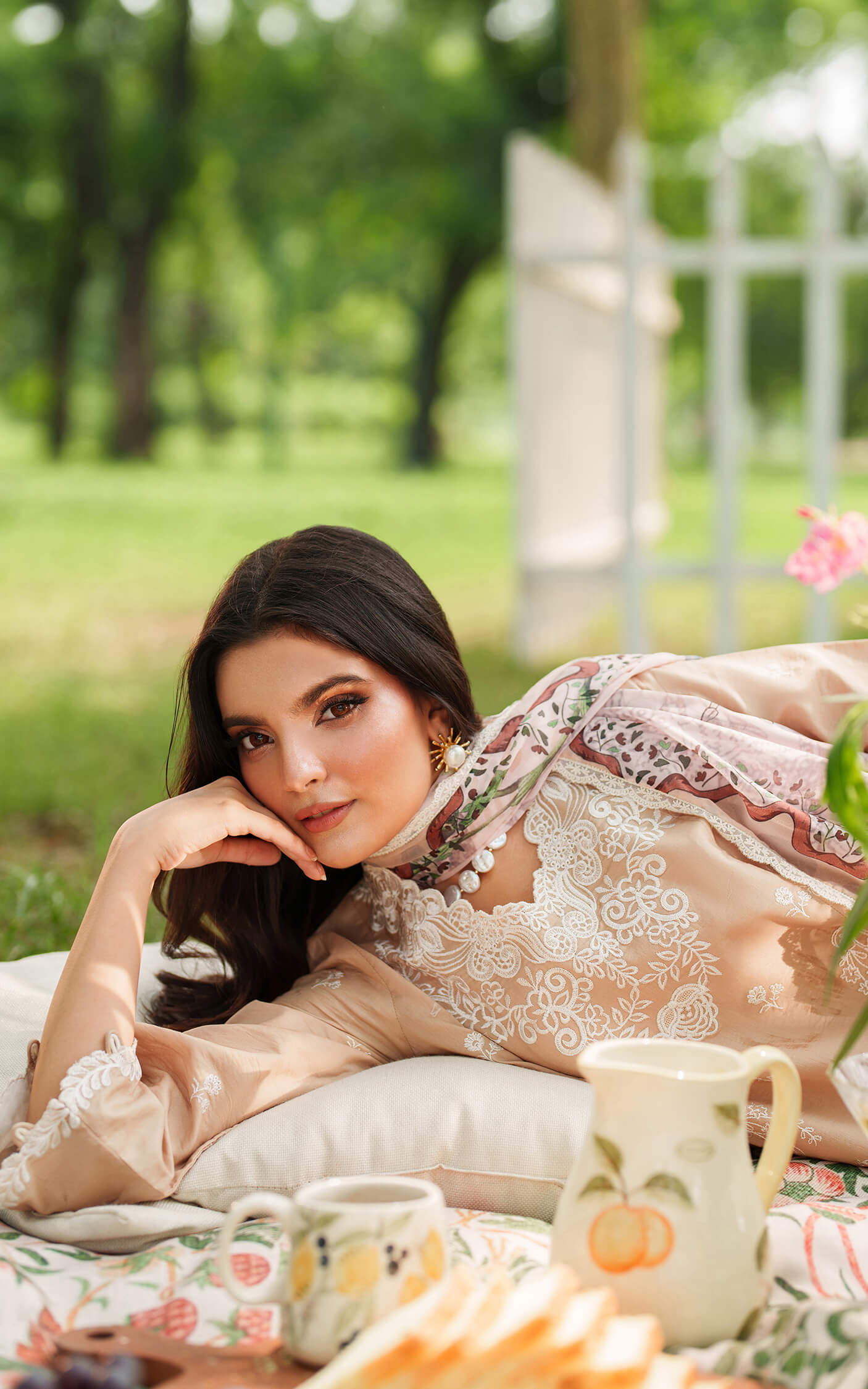 Asifa and Nabeel | Eden Cambric 25 | Ivory Haze ECU25-03 - Pakistani Designer Dress - by Asifa and Nabeel - Type : Ladies Clothes - 100% Original at Saira Sultan