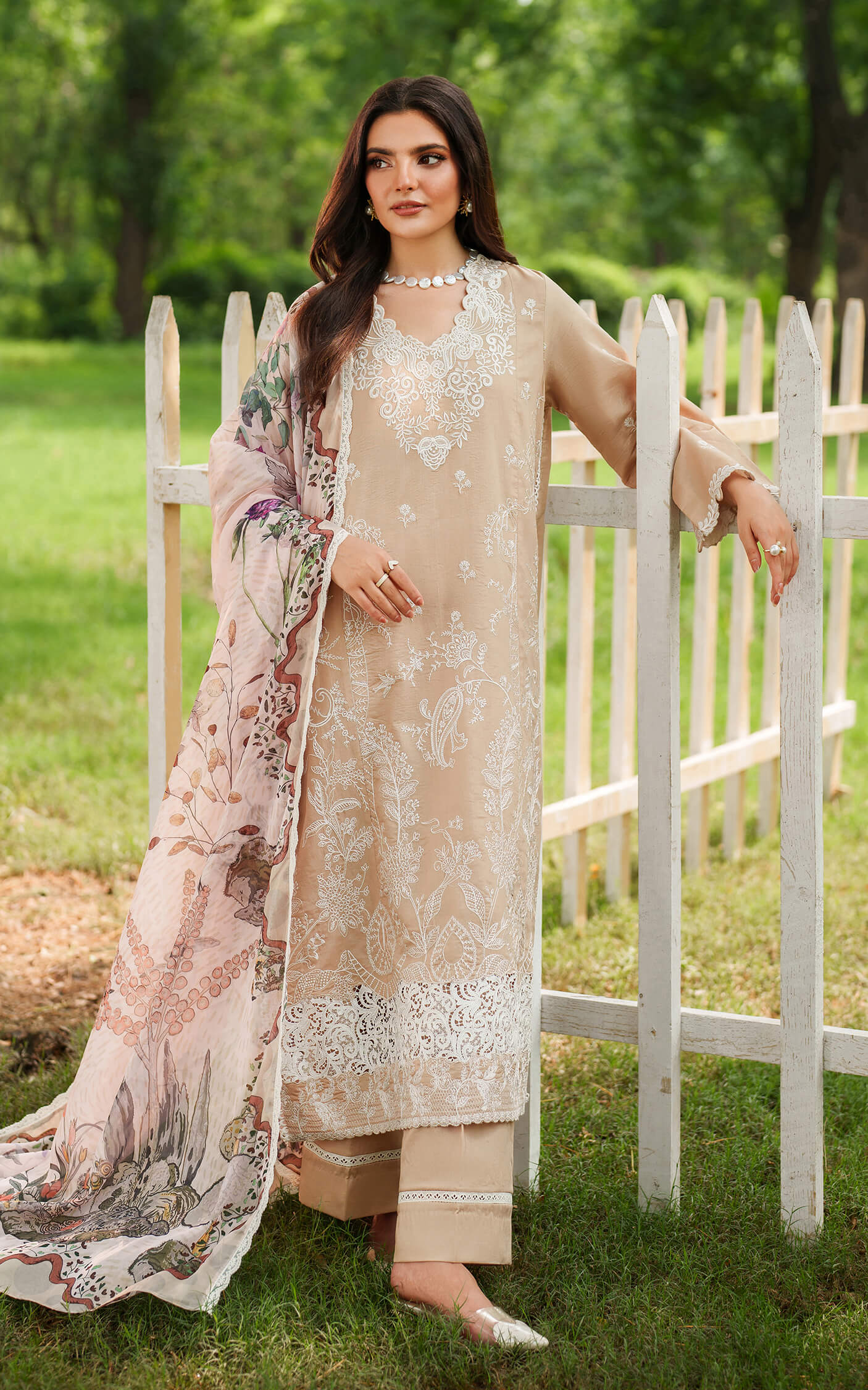 Asifa and Nabeel | Eden Cambric 25 | Ivory Haze ECU25-03 - Pakistani Designer Dress - by Asifa and Nabeel - Type : Ladies Clothes - 100% Original at Saira Sultan