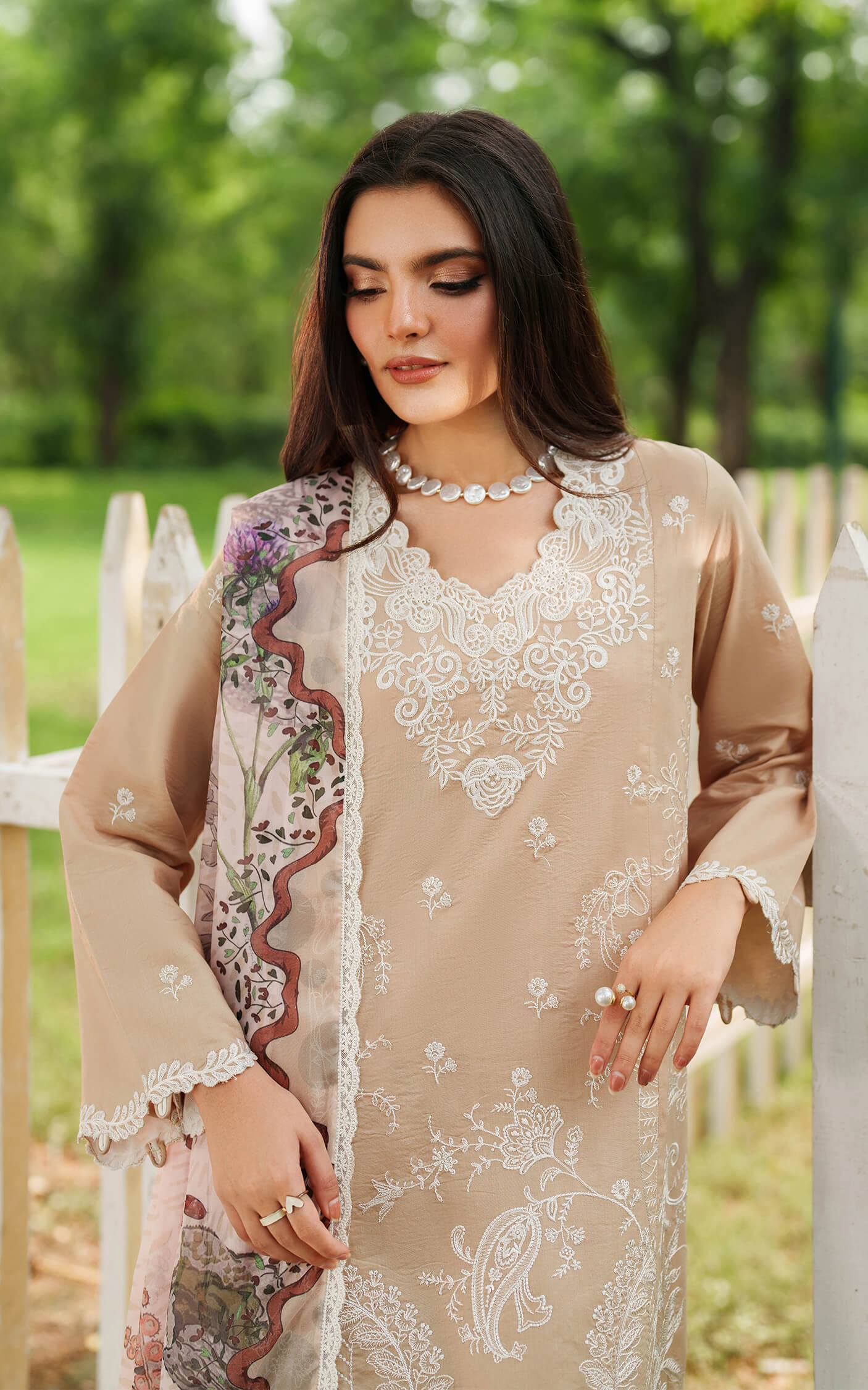 Asifa and Nabeel | Eden Cambric 25 | Ivory Haze ECU25-03 - Pakistani Designer Dress - by Asifa and Nabeel - Type : Ladies Clothes - 100% Original at Saira Sultan