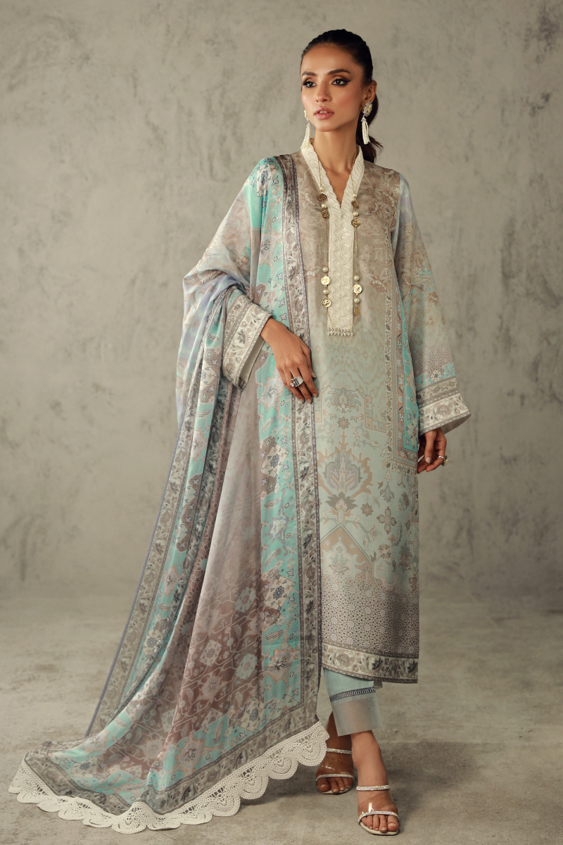 Wardha Saleem | Luxury Pret Traditional Wear | JANA XS Gray Pure Raw Silk