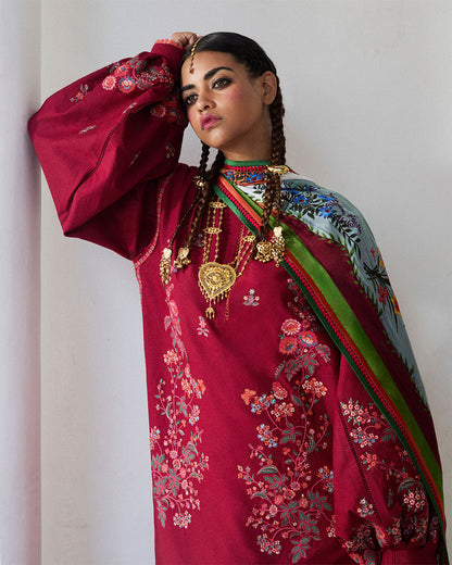Jugnu | SS 25 | Kunar L Deep Red Cotton