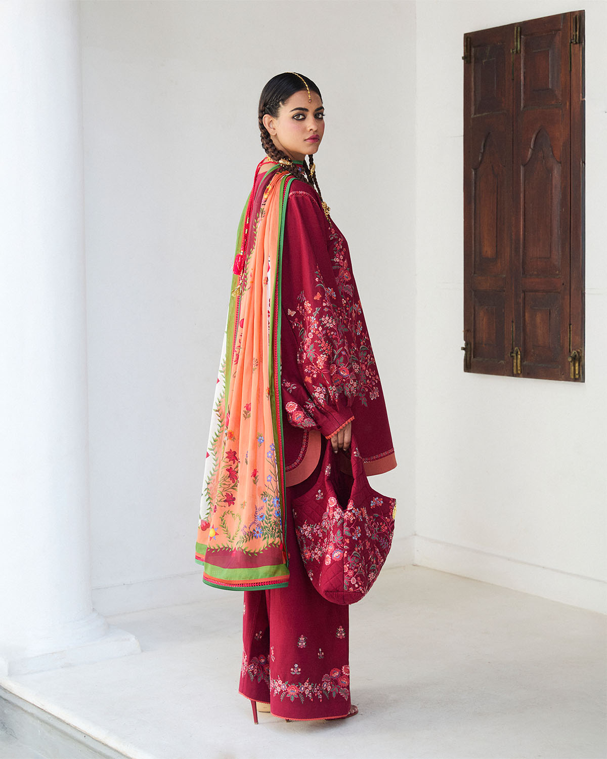 Jugnu | SS 25 | Kunar S Deep Red Cotton