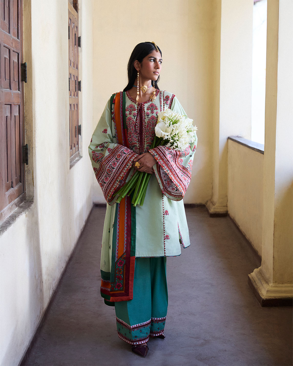 Jugnu | SS 25 | Rupal M Light Ferozi Cotton