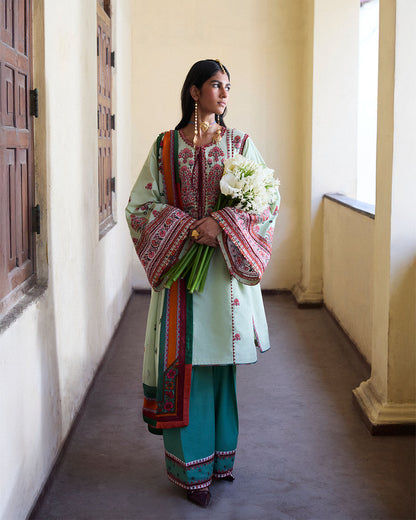 Jugnu | SS 25 | Rupal M Light Ferozi Cotton