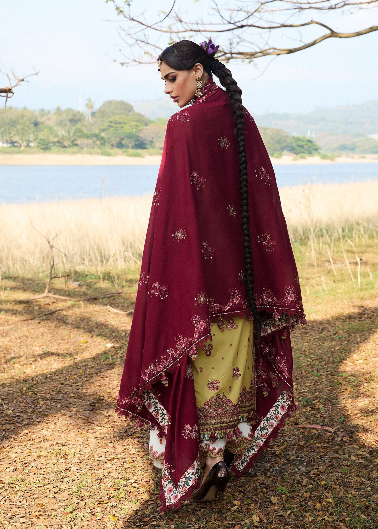 Hussain Rehar | Luxury Lawn 25 | Minted S Yellow Lawn