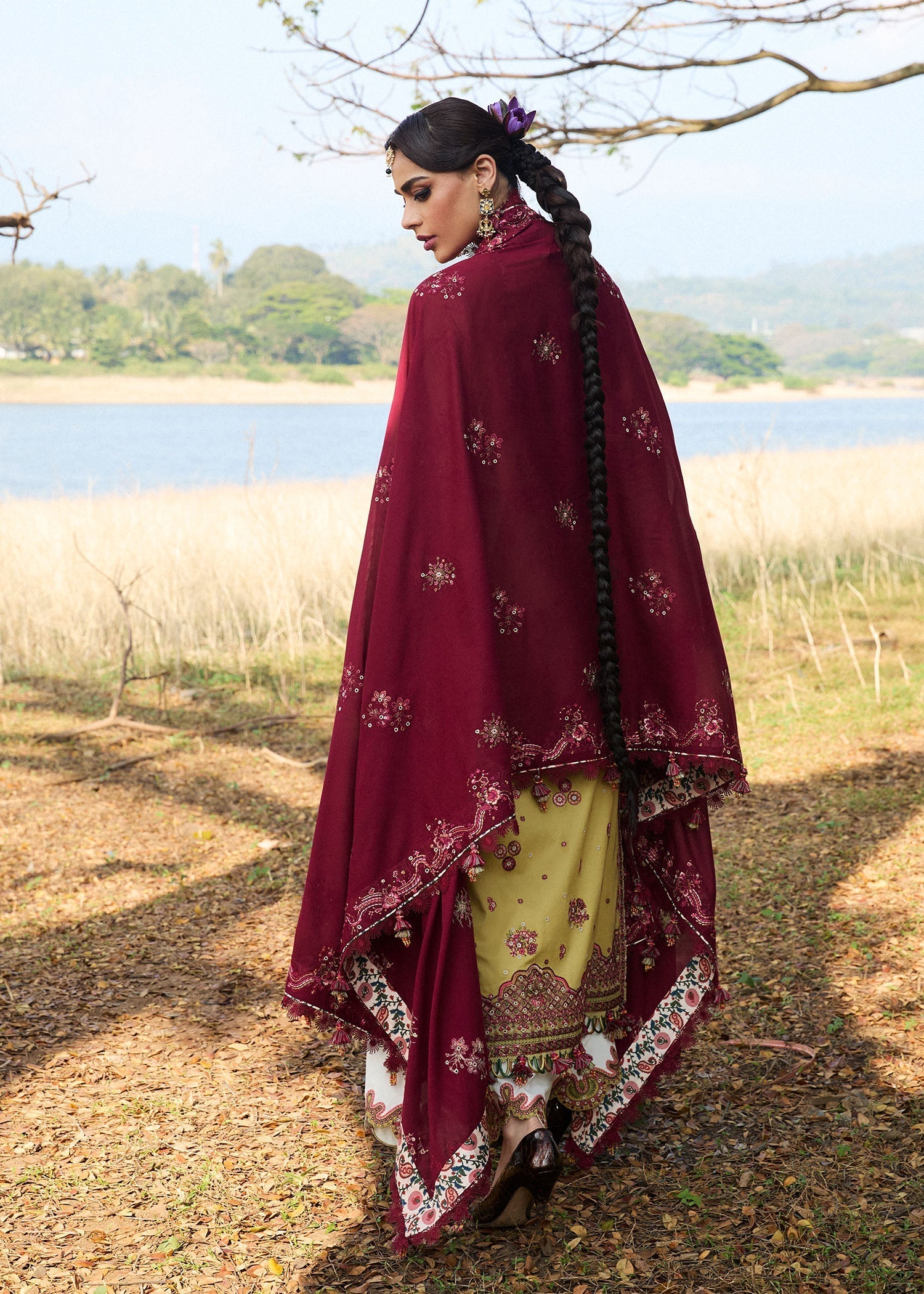 Hussain Rehar | Luxury Lawn 25 | Minted S Yellow Lawn