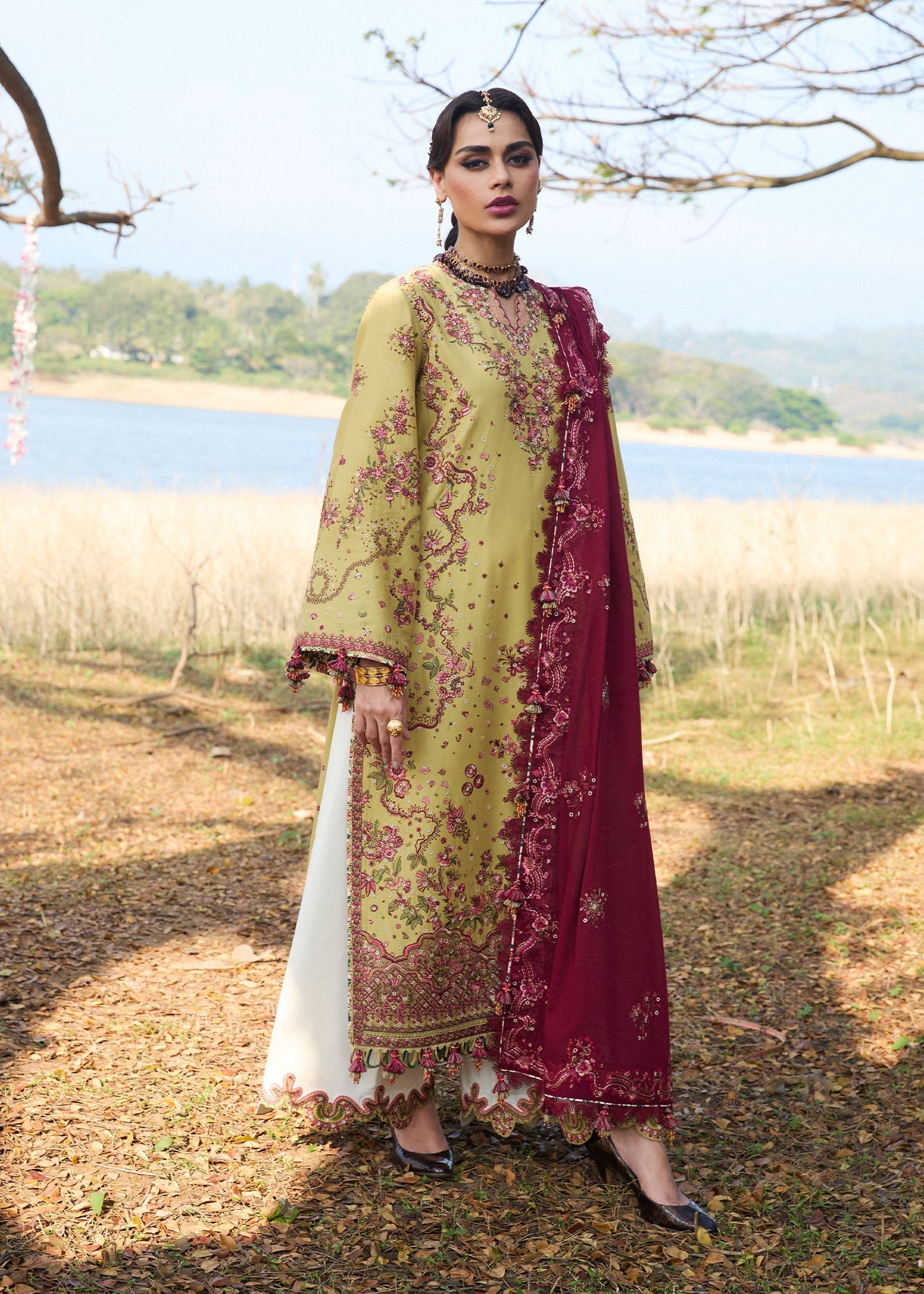 Hussain Rehar | Luxury Lawn 25 | Minted XL Yellow Lawn